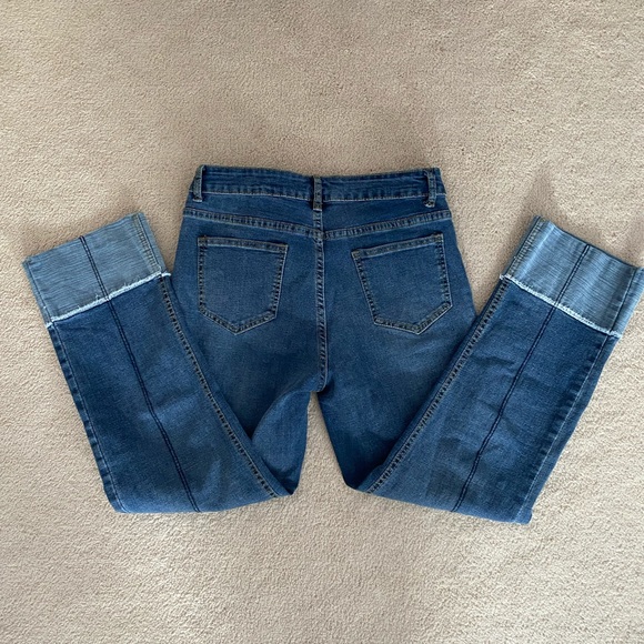 Colour block straight leg jeans patchwork two tone - Picture 2 of 6